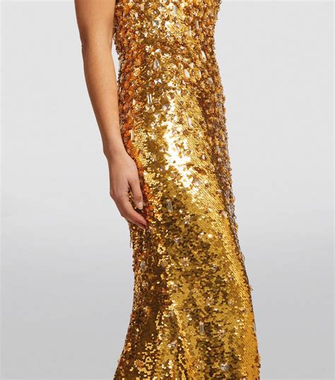 Womens Carolina Herrera Gold Sequin Embellished Gown Harrods Uk