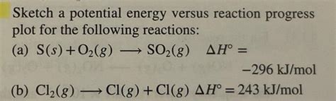 Solved Sketch A Potential Energy Versus Reaction Progress Chegg