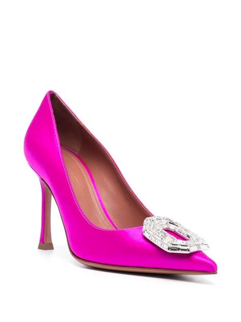 Amina Muaddi Camelia Mm Crystal Embellished Pumps Pink Editorialist