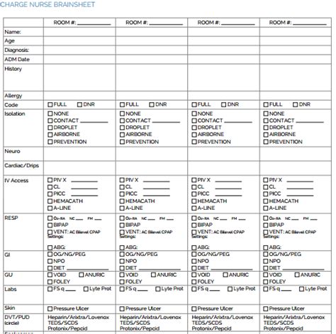 Charge Nurse Report Sheet Template 1 PROFESSIONAL TEMPLATES