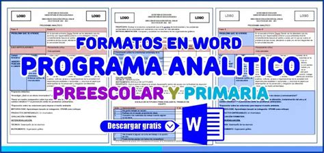 Formatos Del Programa Anal Tico Para Todos Los Grados Preescolar Y