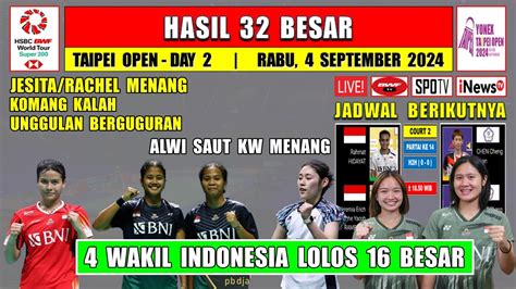 Hasil 32 Besar Taipei Open 2024 Hari Ini Day 2 JESITA RACHEL Menang