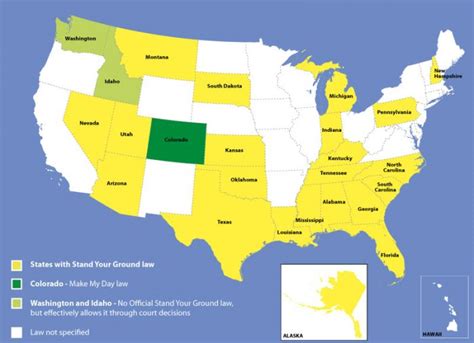 The Us Map Demonstrating States With Stand Your Ground Law Answers