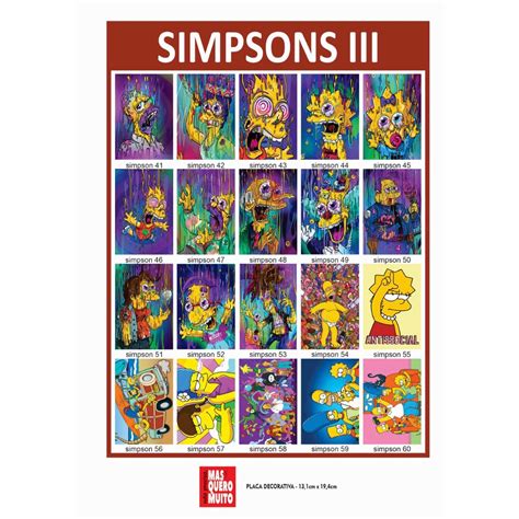 SIMPSONS de 41 a 73 Placa decorativa Geek Quadro parede decoração