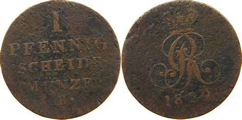 BRAUNSCHWEIG CALENBERG HANNOVER PFENNIG 1829 Georg IV 1820 1830 S