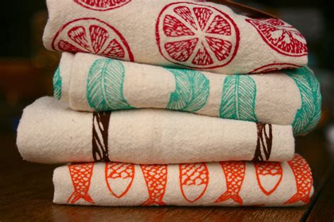 Kitchen Towels Hand Printed Tea Towels Dish Towel Set Etsy