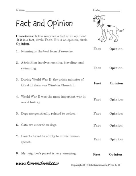 Fact And Opinion Worksheets - Wendelina