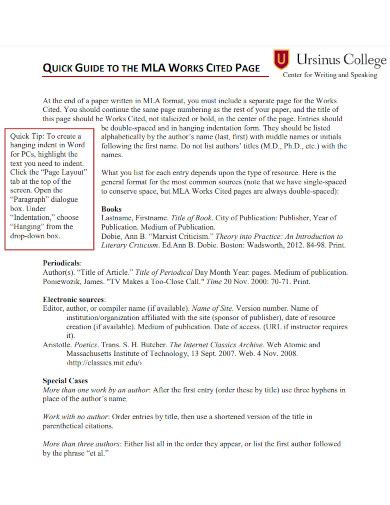 MLA Format Works Cited 10 Examples Format How To Write PDF