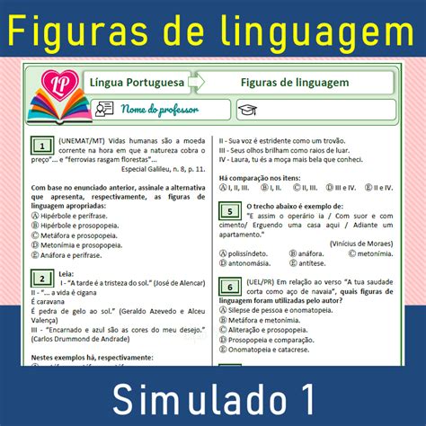 Simulado Sobre Figuras De Linguagem - Simulado Figuras De Linguagem - NAZAEDU