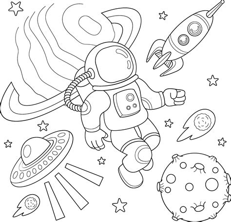 Astronauts In Space Coloring Pages