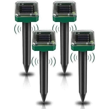 Solar Powered Ultrasonic Mole Repeller 4 Pack, Solar Mouse Repeller Outdoor, Solar Powered Mole ...