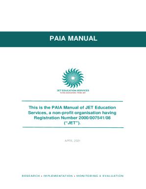 Fillable Online PAIA MANUAL JET Education Services Fax Email Print