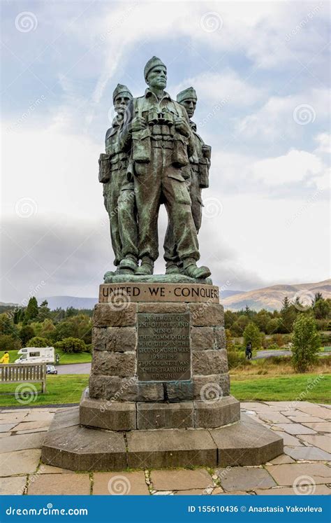 Three British Commandos Of The Commando Memorial Looking Towards Ben