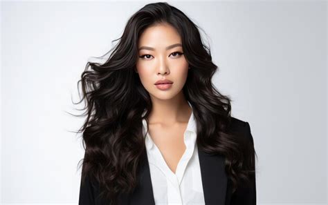 Premium Photo Brunette Asian Beauty Posing Elegantly Isolated On Transparent Background