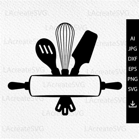 Kitchen Utensils Svg Monogram Baking Logo Svg Png Dxf Cricut Etsy