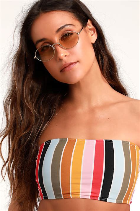 Billabong High On Sun Multi Stripe Bikini Top Bandeau Bikini Lulus
