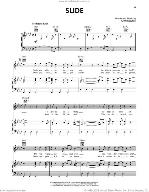 The Goo Goo Dolls Slide Sheet Music For Voice Piano Or Guitar