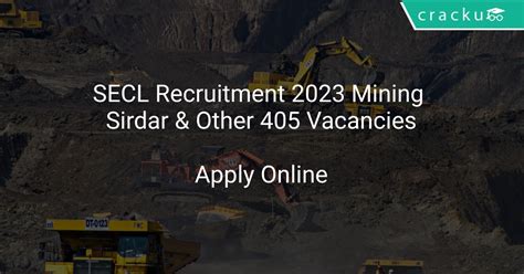 Secl Recruitment 2023 Mining Sirdar And Other 405 Vacancies Latest Govt