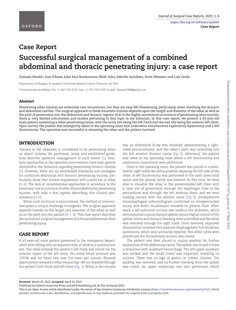 PDF Successful Surgical Management Of A Combined Abdominal And