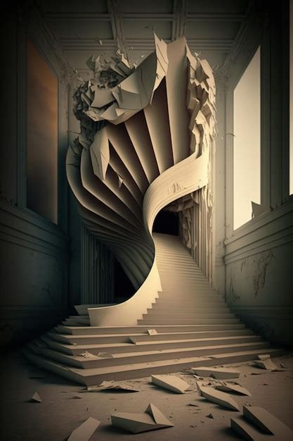 Premium Ai Image A 3d Paper Art Print Of A Spiral Staircase With A