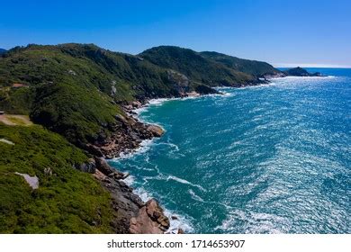 Aerial Footage Over Joaquina Beach Florianopolis Stock Photo