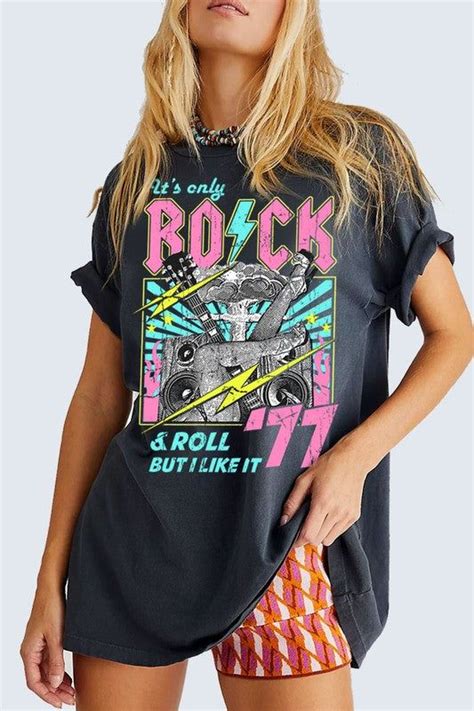 New Lets Rock N Roll Graphic Tee Vintage Rock Tees T Shirt And