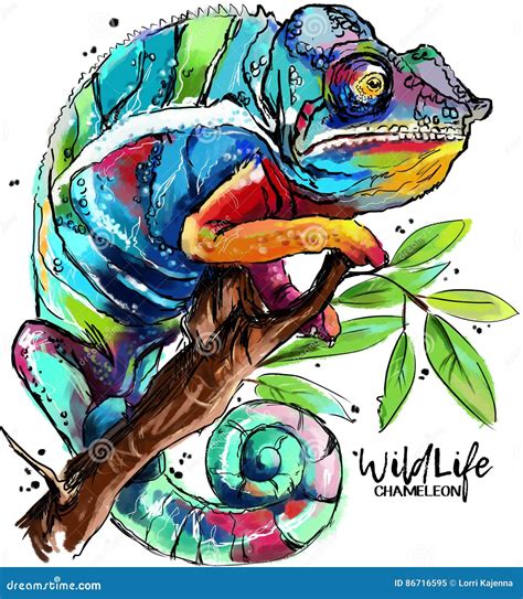 Colorful Chameleon Drawing