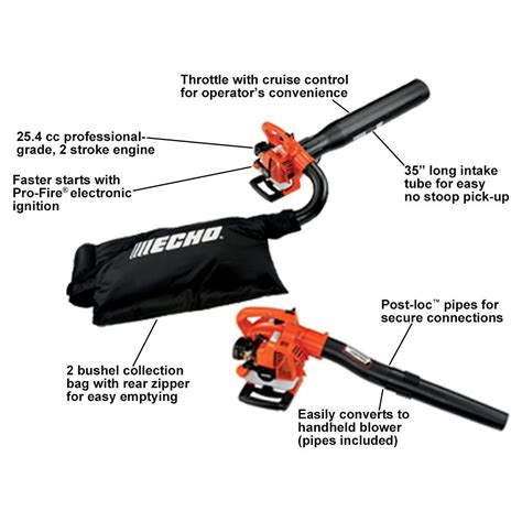 ECHO 165 MPH 391 CFM 25 4 Cc Gas 2 Stroke Cycle Leaf Blower Vacuum