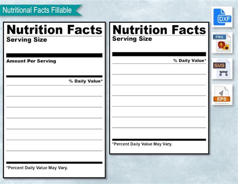 Blank Fillable Nutrition Facts Editable Nutritional Fact Etsy