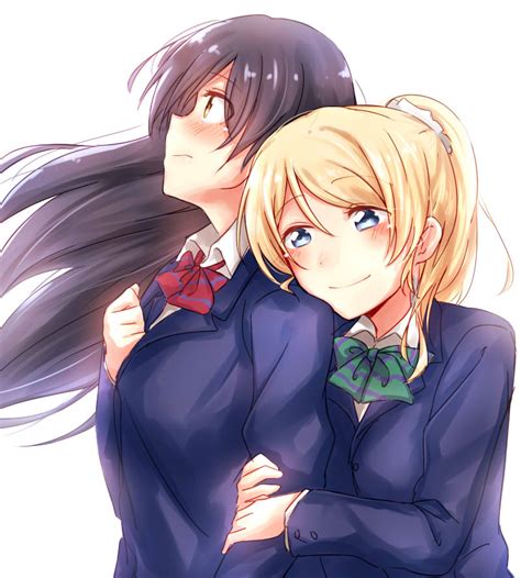 Safebooru 2girls Arm Hug Ayase Eli Blazer Blonde Hair Blue Eyes Blue