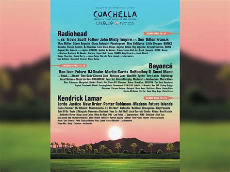 2017 Coachella Lineup Announced: Beyonce, Radiohead, Kendrick Lamar ...