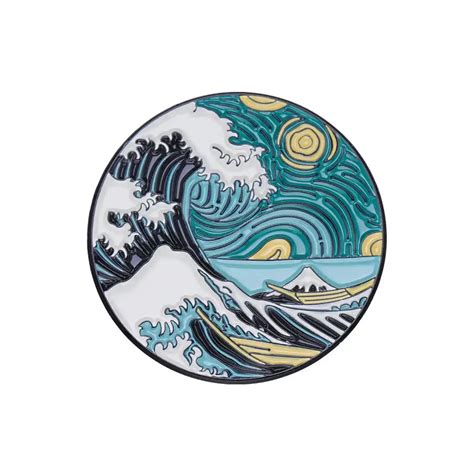 Enamel Pin – Starry Night Van Gogh Great Wave Off Kanagawa Hokusai ...