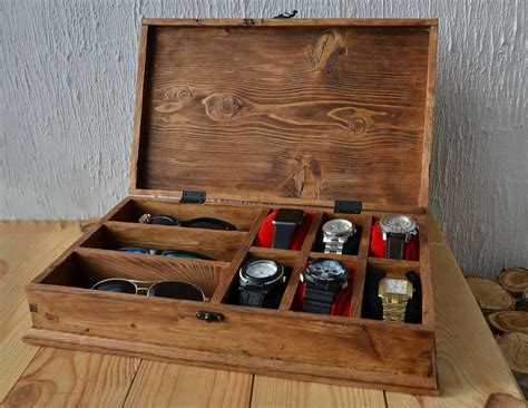 Rustic Mens Watch Box For 6 Watches Rustic Sunglasses Box Etsy