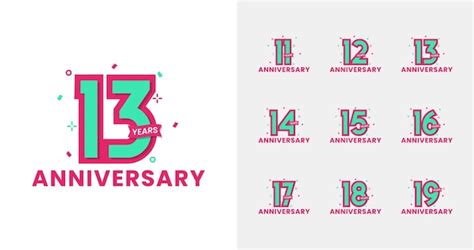 Colecciones Modernas De Logotipos De Aniversario Con Confeti Y Colores