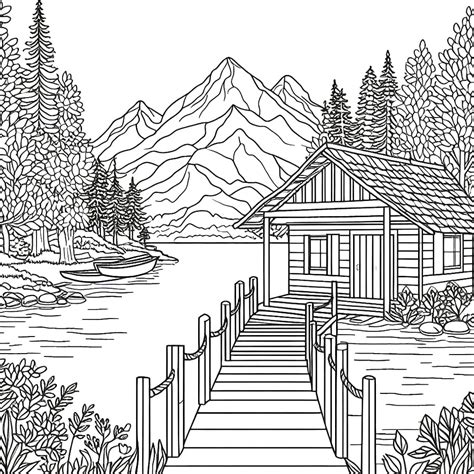 Wonderful Lake House coloring page - Download, Print or Color Online ...