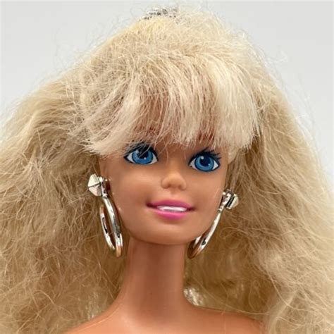 Nude Mattel Barbie Blonde Kinky Hair Blue Eyes For Ooak Ebay