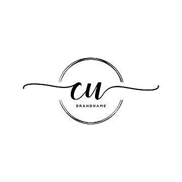 Vector Circle Template With Cu Initial Handwritten Logo Vector