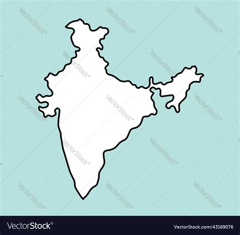 India Country Outline Map Asia World Royalty Free Vector