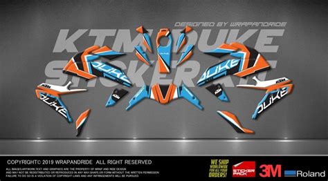 Multicolor Ktm Duke Raceline Design Full Body Wrap Decals Sticker