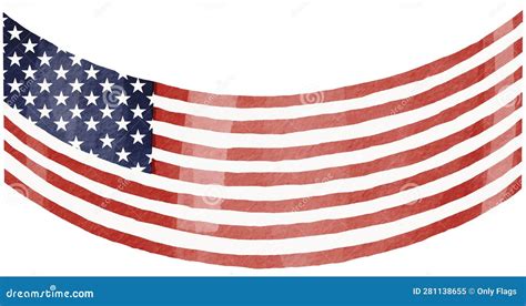 Hand Draw Usa Flag Watercolor Brush Paint Isolate On White Background