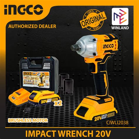 Ingco By Winland Cordless Lithium Ion Brushless Impact Wrench 20v