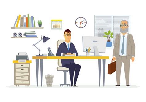 Office Discussion - modern vector cartoon business characters ...