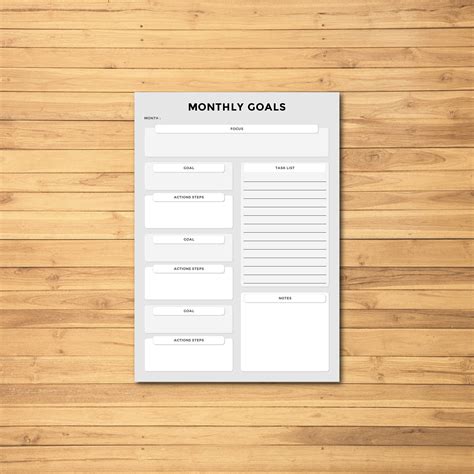 Monthly Goals Planner, Digital Printable - Etsy