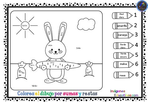 101 Fichas Para Colorear Con Operaciones Matemáticas Imagenes Educativas