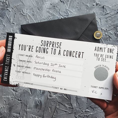 Scratch Reveal Concert Ticket Diy Surprise T Card Etsy