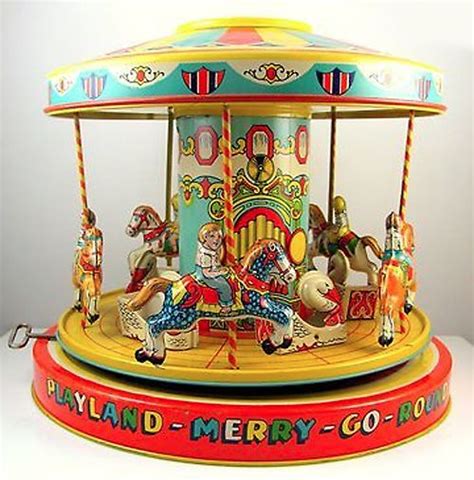 ️vintage Windup Merry Go Roundl Wind Up Toys Tin Toys Doll Toys