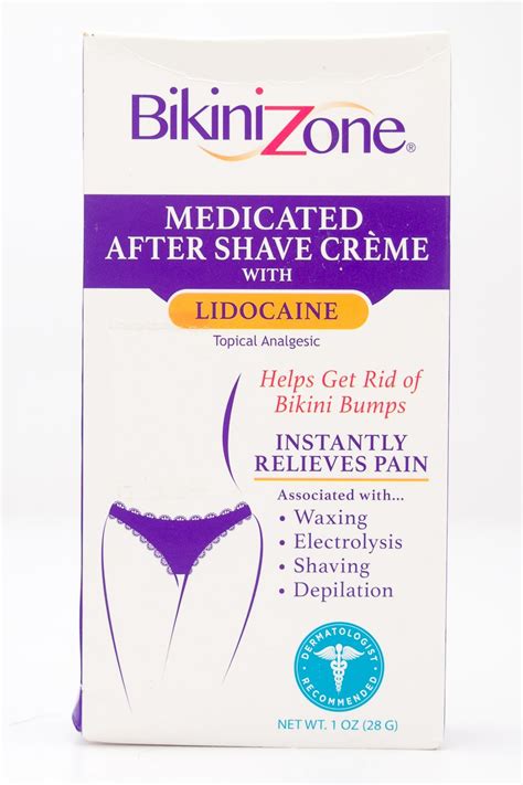 Bikini Zone Medicated After Shave Creme Lidocaine Topical Analgesic Net Wt 1 Oz