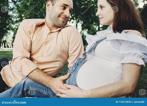 Mother And Father Hands Hugging Pregnant Belly Stock Photo Image Of