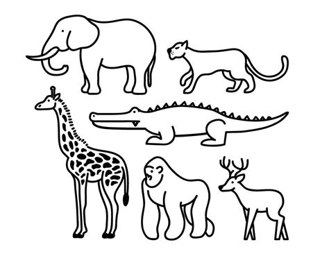 Wild Animal Clipart, Animal Graphic ,Icon Design ,Outline Cartoon Vector ,Digital File ,Giraffe ...