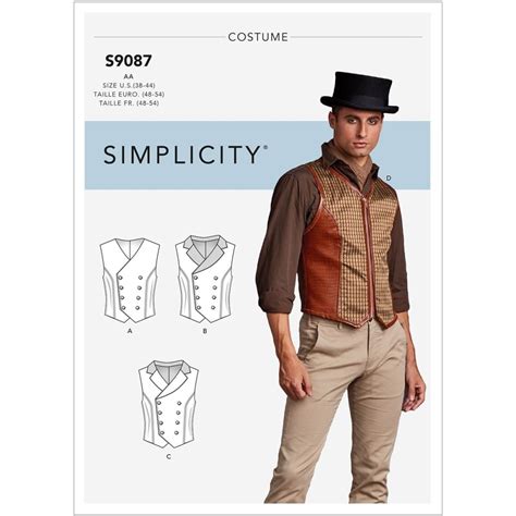 Mens Steampunk Corset Vests Simplicity Sewing Pattern 9087 Sew Essential